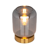Verre Light Light "Alessio", 17 cm de haut, Ø 12 cm, métal de couleur or, verre fumé, E14