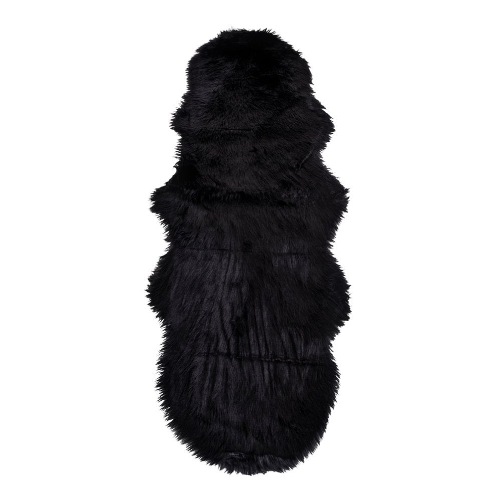 Tapis en fausse peau d'agneau noir, texture douce et moelleuse, 60x180 cm