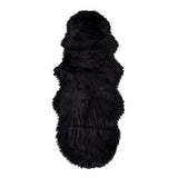 Tapis en fausse peau d'agneau noir, texture douce et moelleuse, 60x180 cm