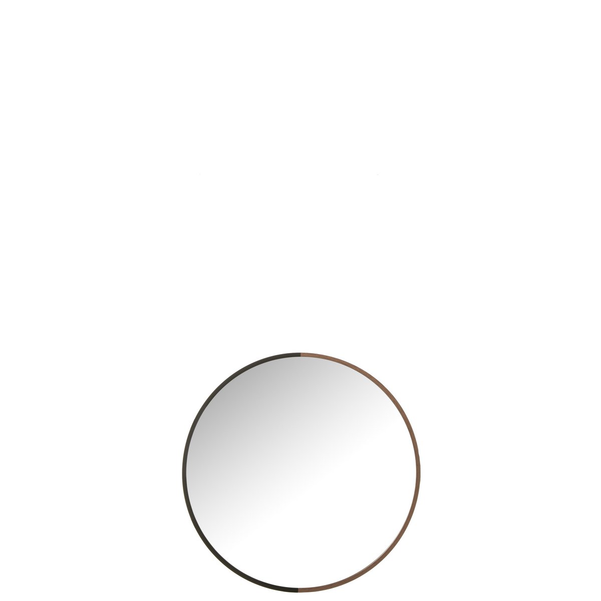 Miroir rond J-Line en métal et bois noir, design moderne