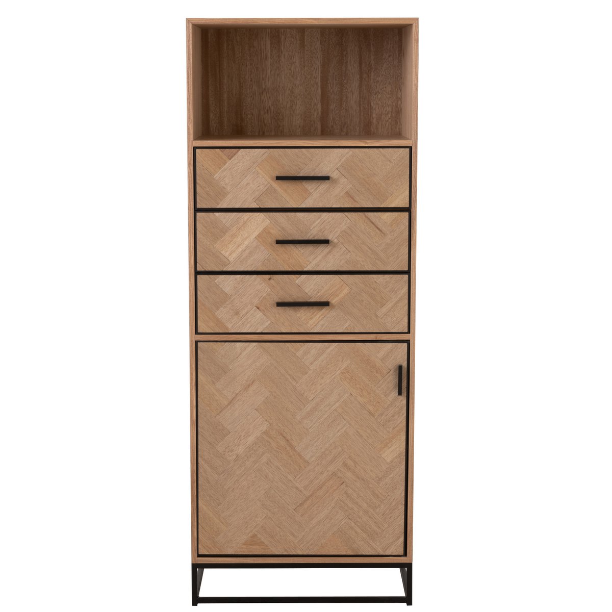 Armoire haute Zigzag J-Line en bois et métal, vue de face