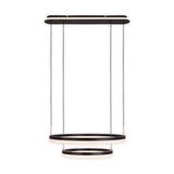 LED CCT Pendant Light "circulo" en métal noir et en plastique de couleur sable, avec LED intégrée et de nombreuses fonctions, Ø 60 cm, 150 cm de haut.