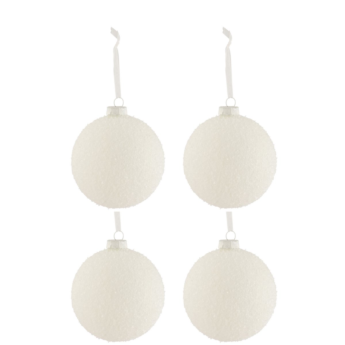 Boîte de 4 boules de Noël en verre blanc J-Line, vue d'ensemble