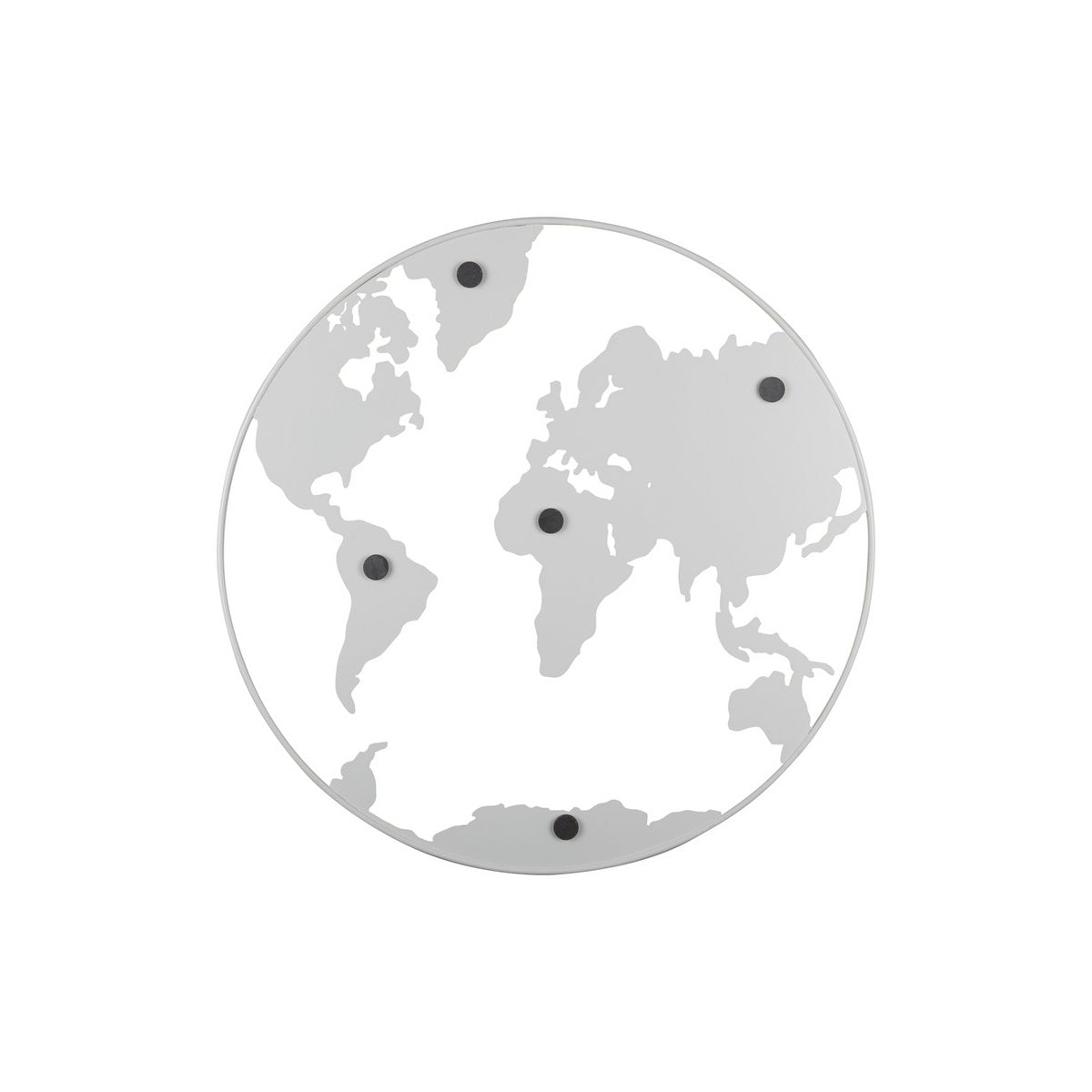 Tableau mémo carte du monde en rose clair, accroché au mur