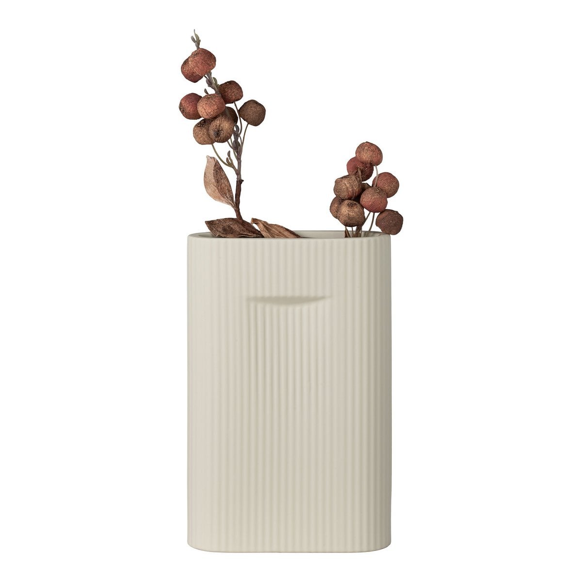 Vase en céramique gris, vue de dessus, ouverture ovale