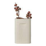Vase en céramique gris, vue de dessus, ouverture ovale