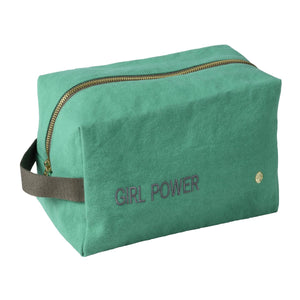 Trousse cube Girl Power Détox en coton bio avec broderie chic