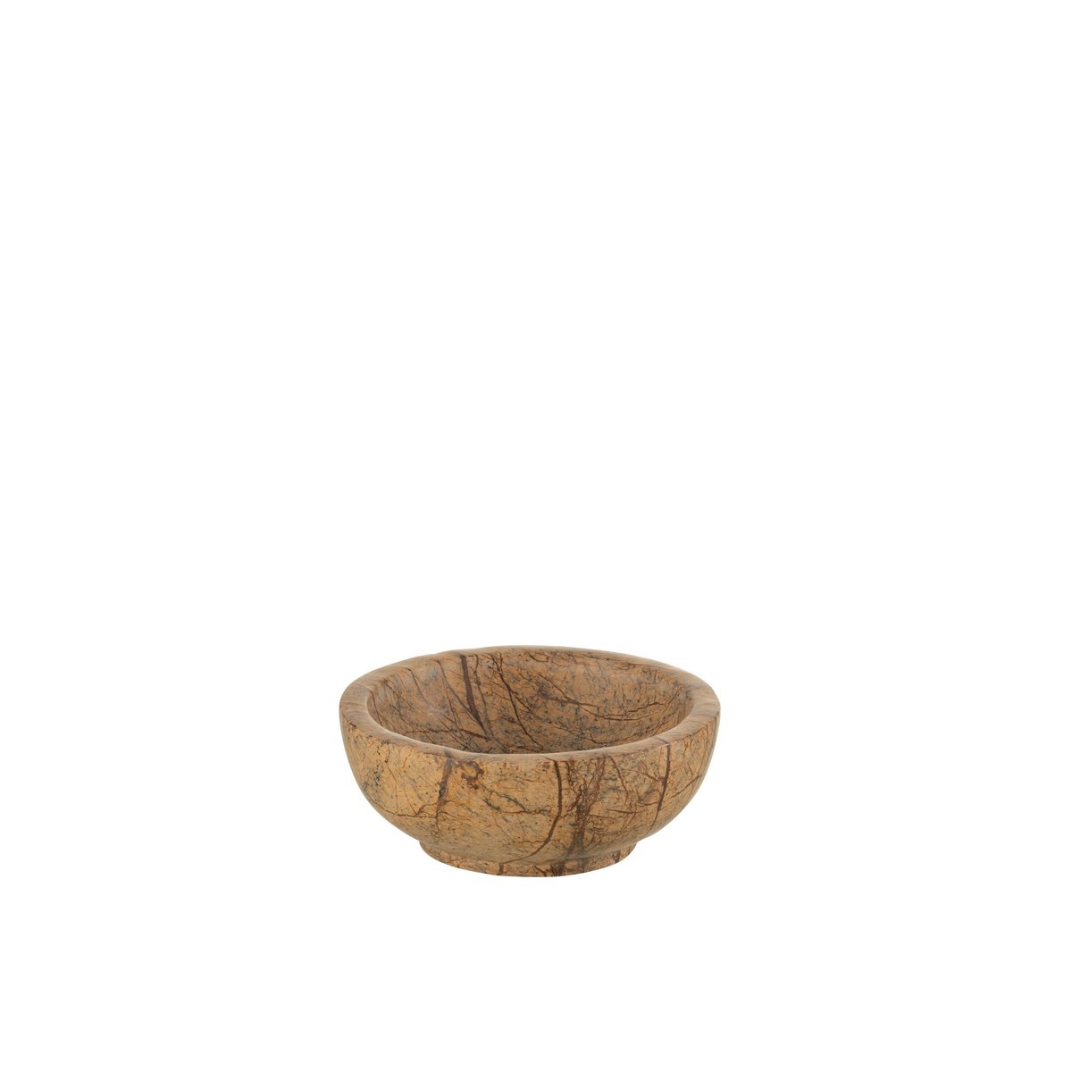Bol Oni rond en marbre J-Line - vue de côté mettant en valeur la texture de la pierre