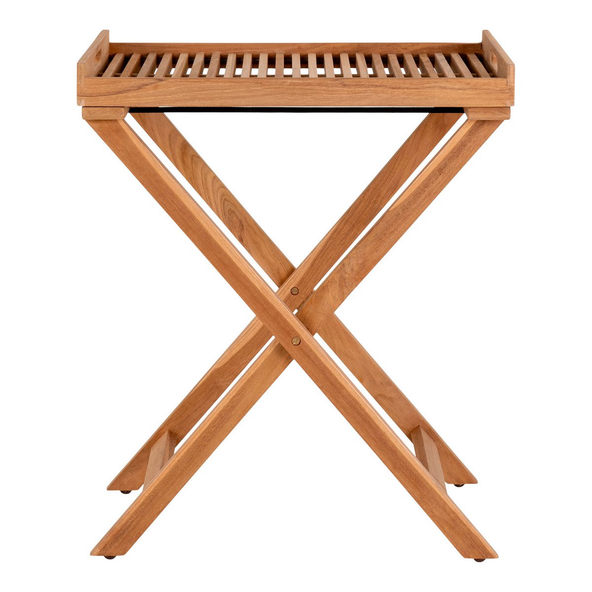 Table plateau Ronda en bois de teck vue de face