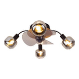 Plafond comprenant le ventilateur "Fumoso", en noir, brun et nature, pour E27, Ø 51 cm