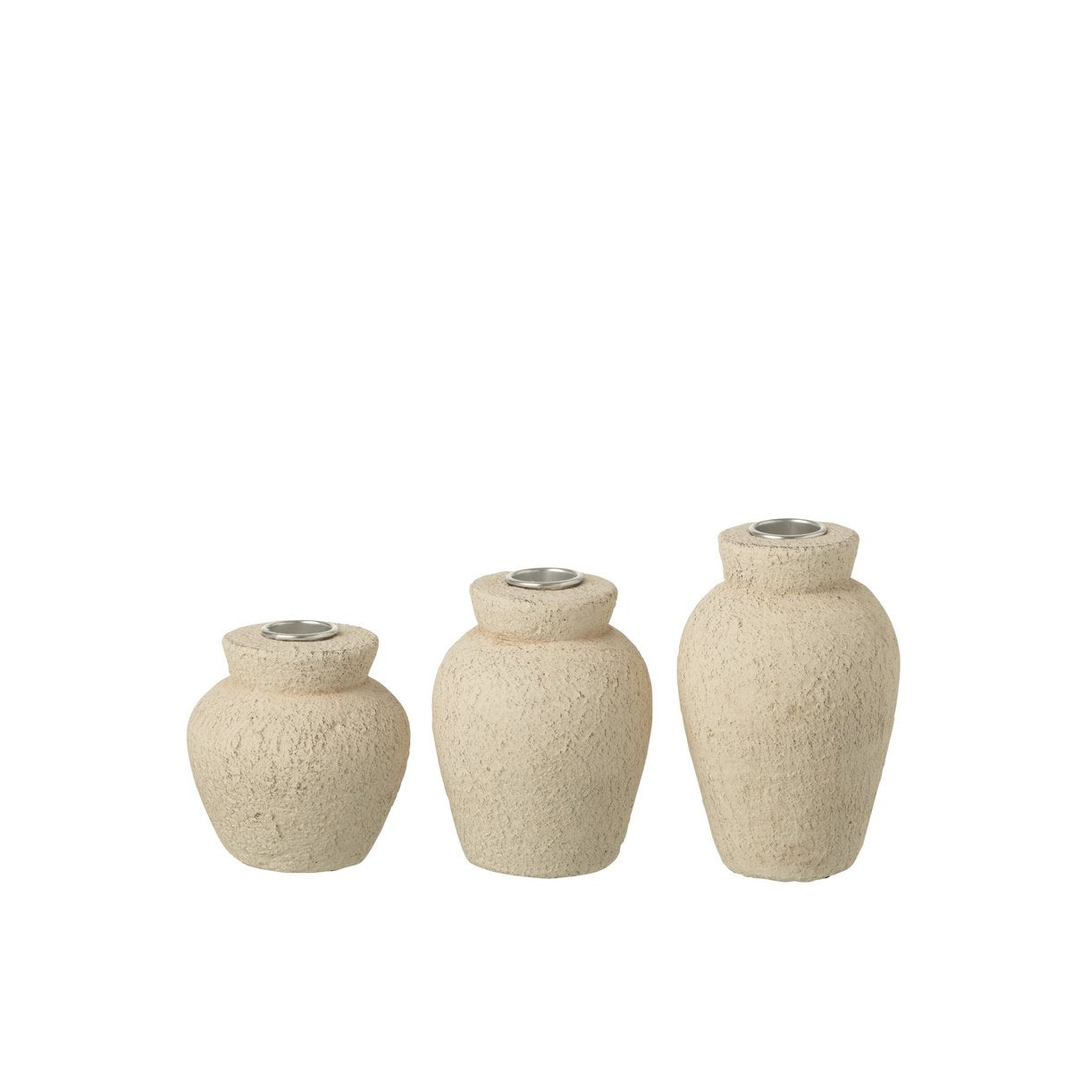 Bougeoir J-Line en ciment beige, détail du matériau