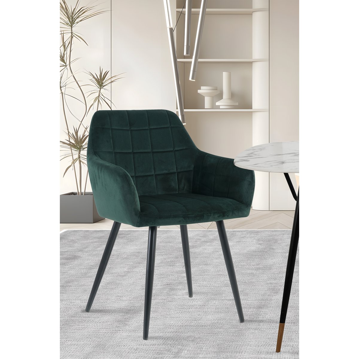 Détail de la surpiqûre carrée sur le dossier du fauteuil