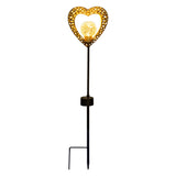 2 Set LED Lampe solaire "Heart" avec brochette de terre pour le jardin et la terrasse en métal en noir, et or, avec des LED fermement intégrées, 59 cm de haut