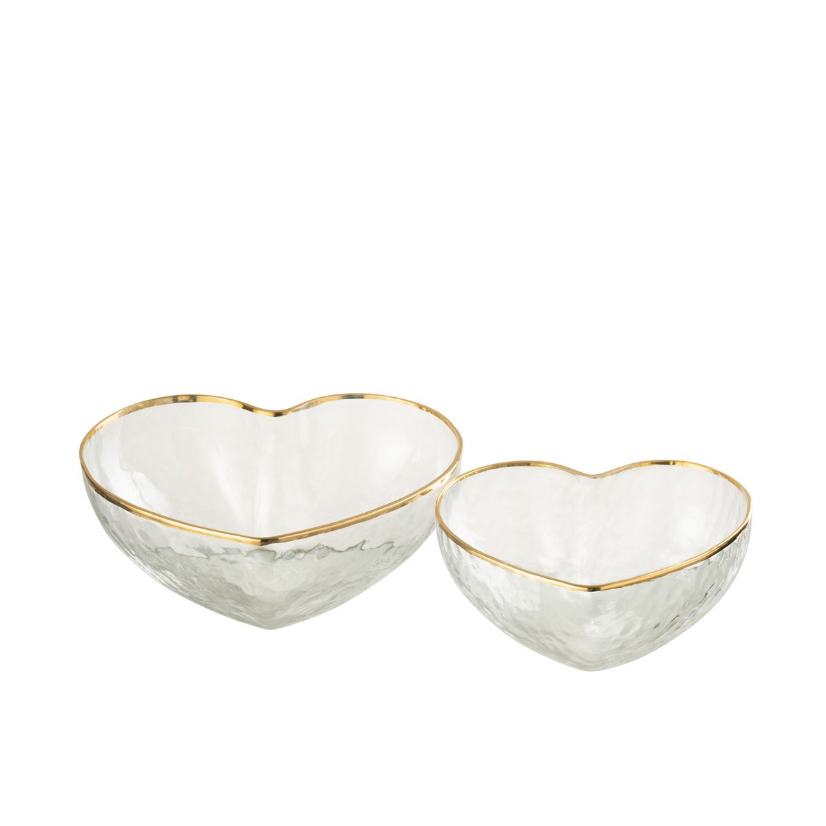 Ensemble de deux bols J-Line en verre doré, présentation élégante sur table