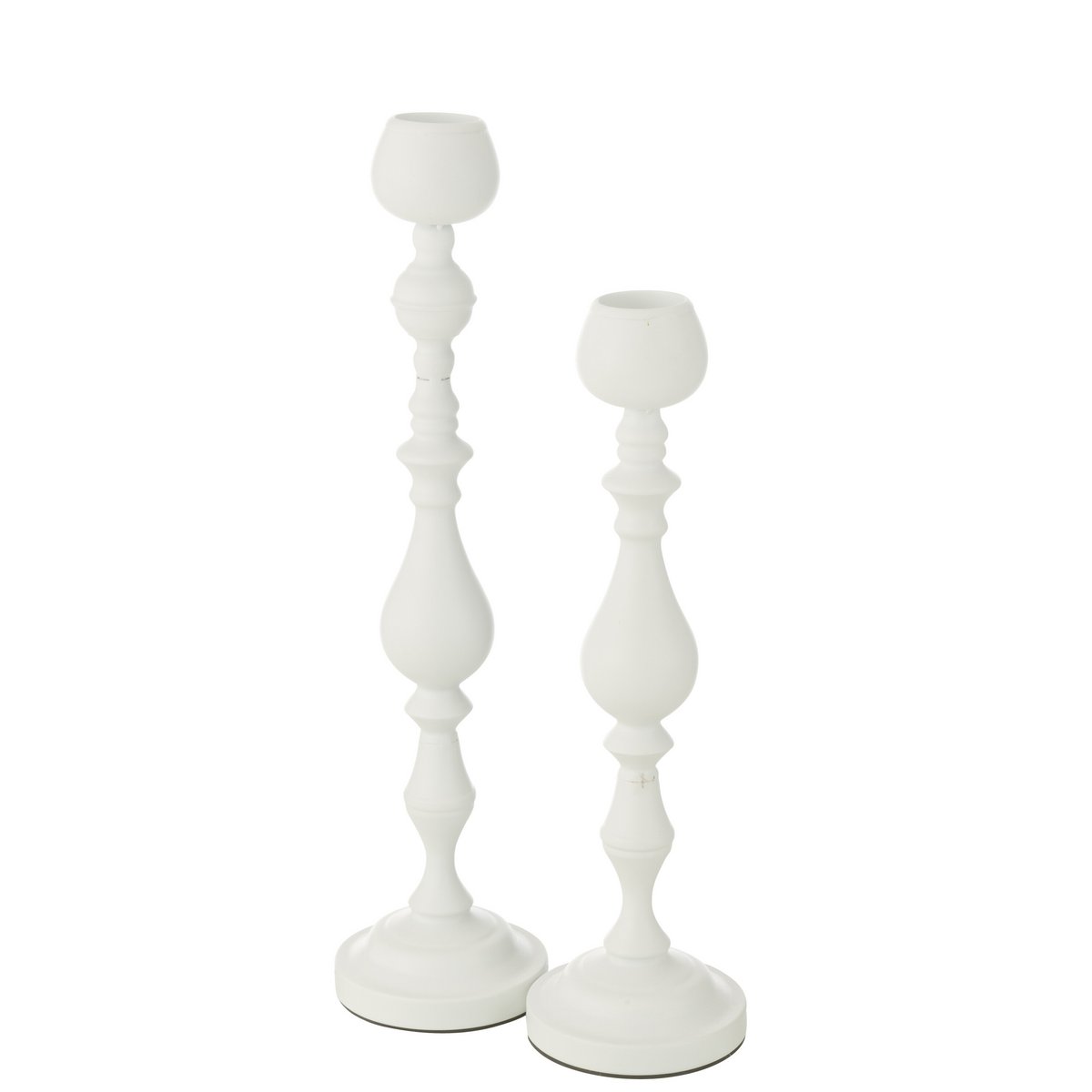 Bougeoir Monarchie en métal blanc, détail du design