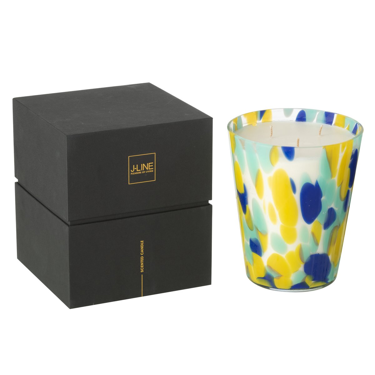 Bougie J-Line Noa sur une table décorée, style luxueux