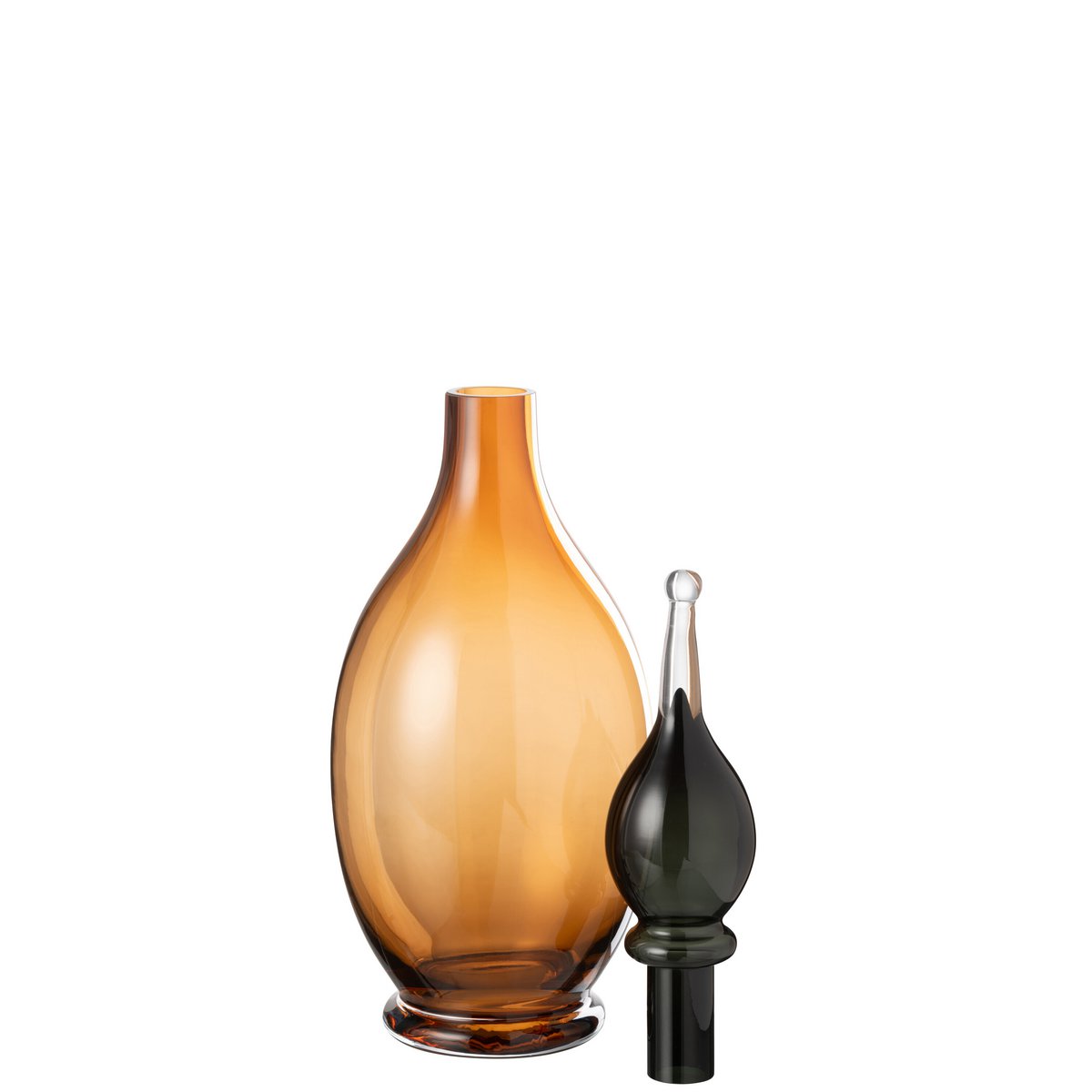 Détail du bouchon du vase J-Line Joey en verre marron