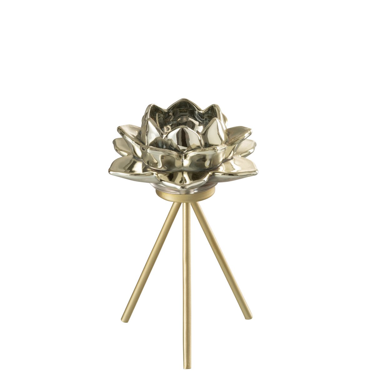 Bougeoir J-Line en verre doré, design élégant et raffiné.