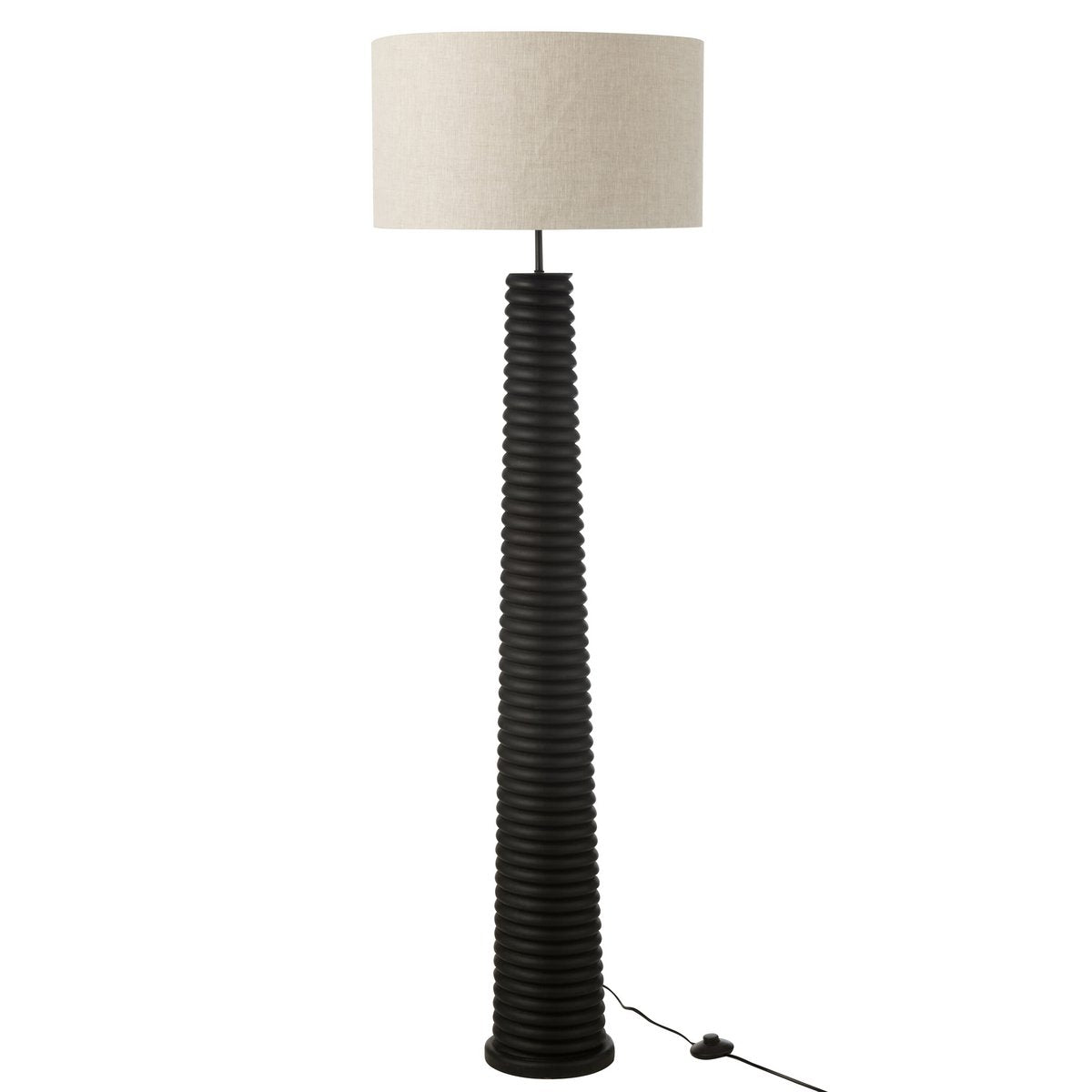 Lampadaire J-Line Ailanthus en bois noir et gris, vue avant