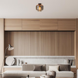 Plafond "vaso", rétro, plafond, métal et verre de fumée en anthracite, socket e27, pour salle à manger, salon, couloir ou bureau, avec un Øvon 25 cm