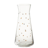 Carafe J-Line Coeur en verre transparent avec accents dorés, élégante et fonctionnelle.