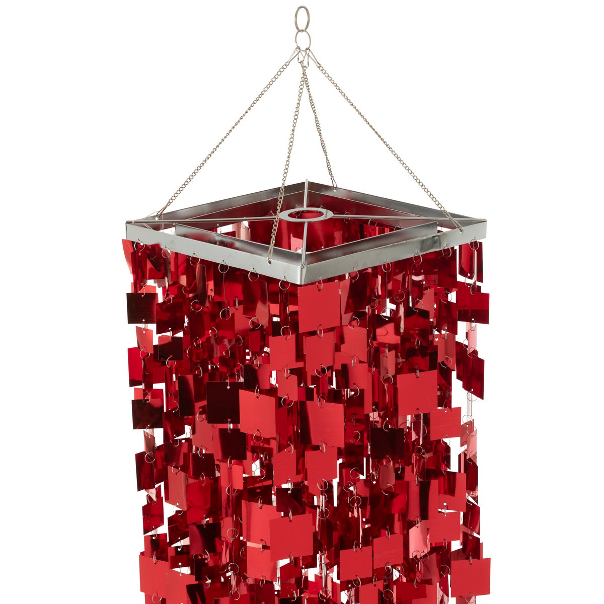 Abat-jour Bougeoir Carré J-Line rouge - installation sur lampe