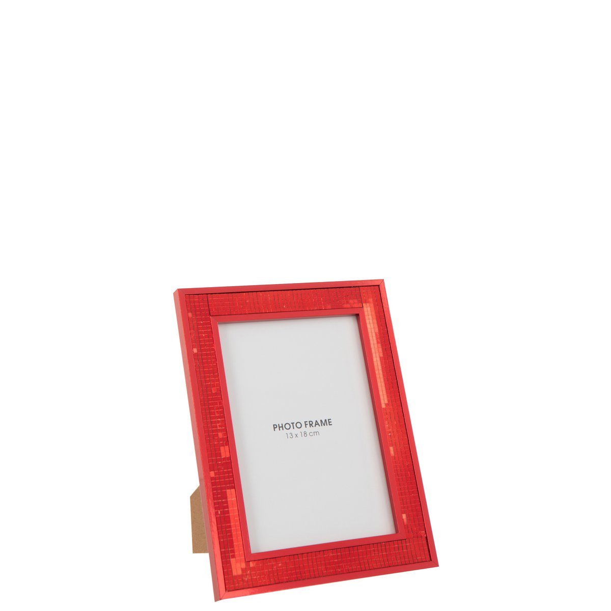 Cadre photo J-Line miroir rouge, vue avant avec verre brillant.