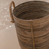 Panier à linge rond en rotin – Panier à plantes en rotin – Grand panier bohème – Panier décoratif fait à la main en rotin (2 tailles Ø 35/40 cm) OTERE