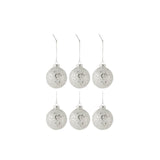 Boules de Noël J-Line en verre argenté avec motifs étoilés, vue de face