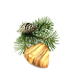 Pendentif sapin de Noël cœur 3D en bois d'olivier