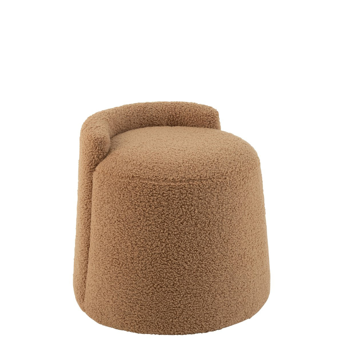 Pouf Teddy Bouclé Camel - vue de face avec texture douce