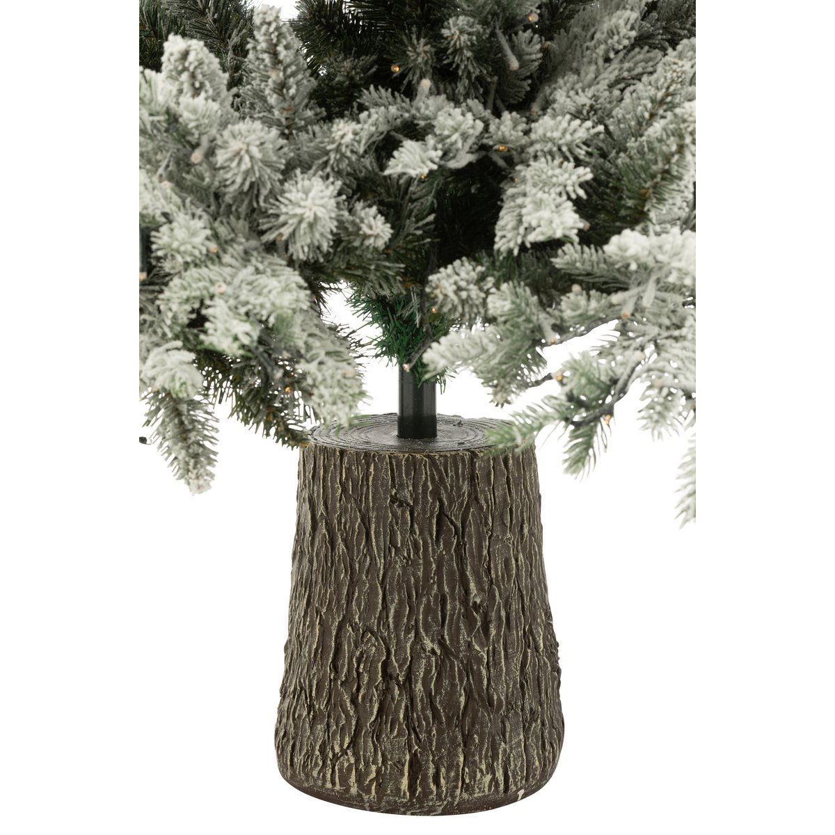 Vue latérale du sapin de Noël J-Line avec neige