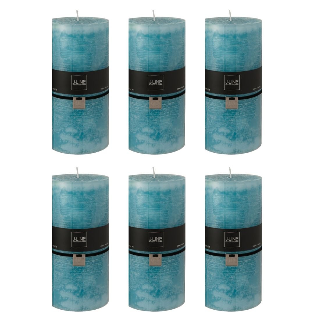 Bougie cylindrique XXL azur J-Line, vue de face avec élégante couleur bleue