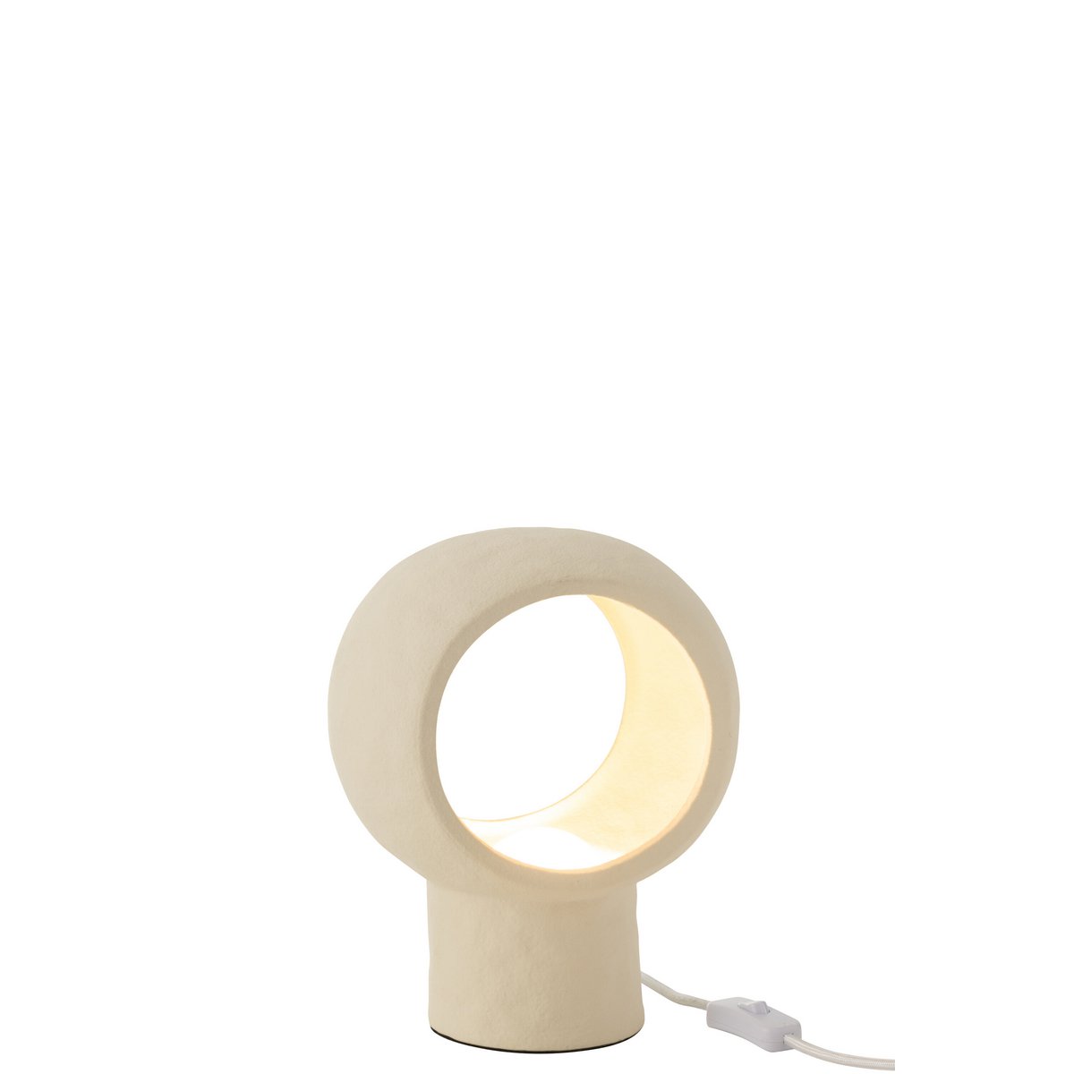 Vue rapprochée de la texture en céramique beige de la lampe J-Line