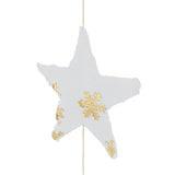Détail du pendentif Noël Étoiles J-Line, coton mâché blanc et or, suspendu