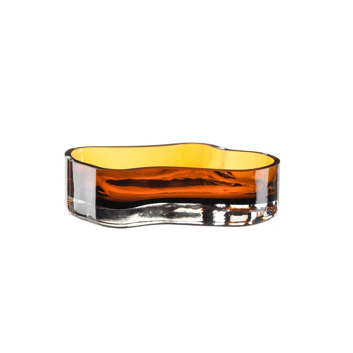 Bol en verre COR06AM, design moderne en ambre avec forme organique.