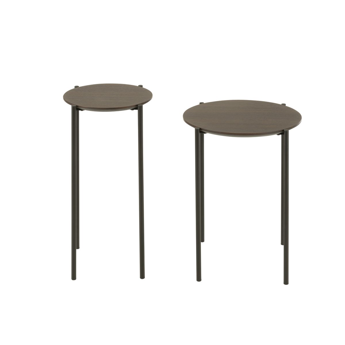 Table d'appoint J-Line Round en bois et métal marron foncé - vue 2