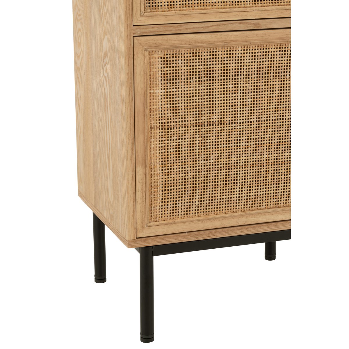 Vue latérale de la table de chevet J-Line dans une chambre moderne