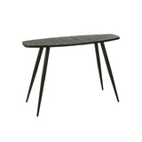 Console J-Line ovale en bois noir sur un fond neutre, mettant en avant son style.