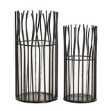 Candle Holder Set en 2 parties Porte-toile de vent Luver Lument Loft Black ou Silver Candlestick Lanterns