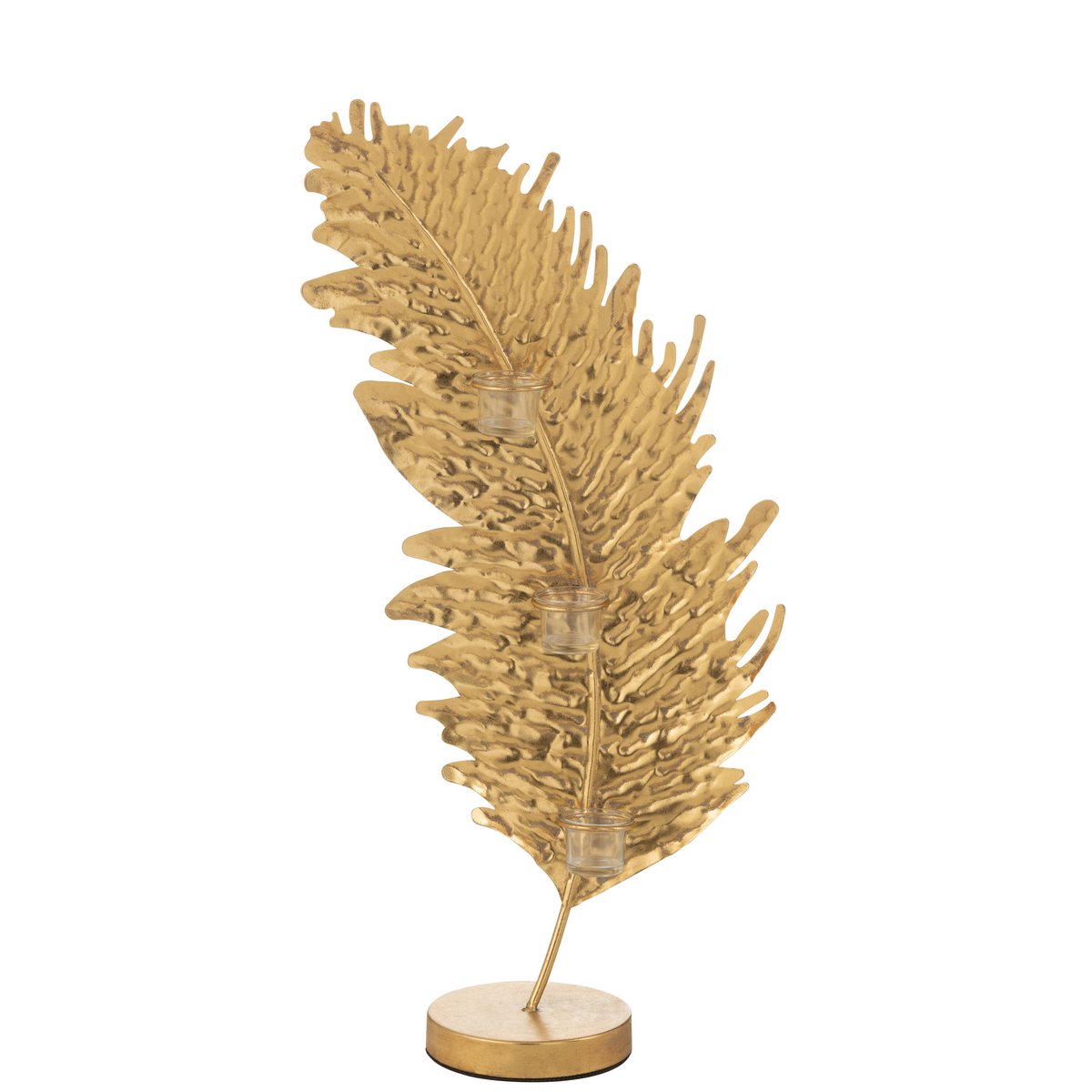 Photophore Feuille Métal Verre Doré J-Line, détail du verre