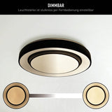 Plafond LED "Monterey" Ø 47,5 cm, de nombreuses fonctions, en métal et en plastique en noir, avec des LED intégrées, un éclairage pour les salons, le couloir ou le bureau