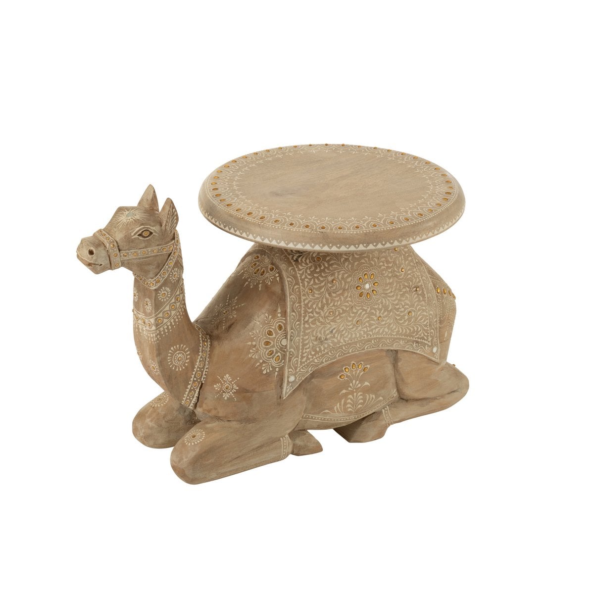 Table d'appoint J-Line en bois de mangue naturel et blanc, vue de face