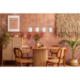 4 Pendant lampe "Maron" en métal-satine avec parapluies en tissu dans la nature, avec une douille E14, la lampe pour le salon ou la salle à manger, 71,5 x 12 cm