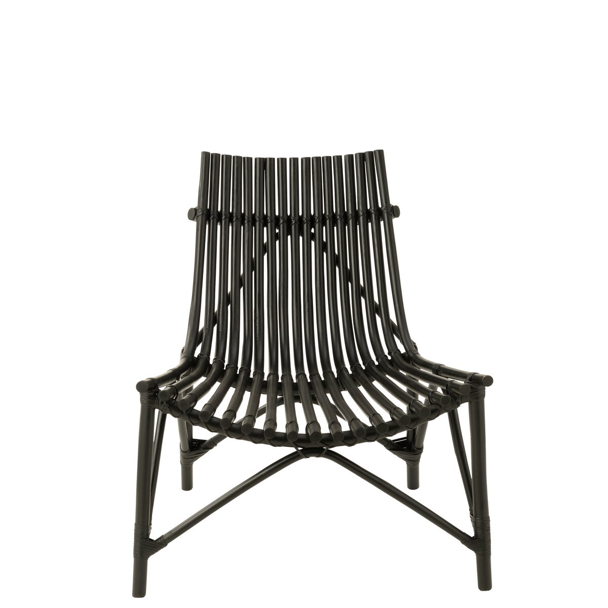 Chaise J-Line en rotin noir vue de face, design élégant