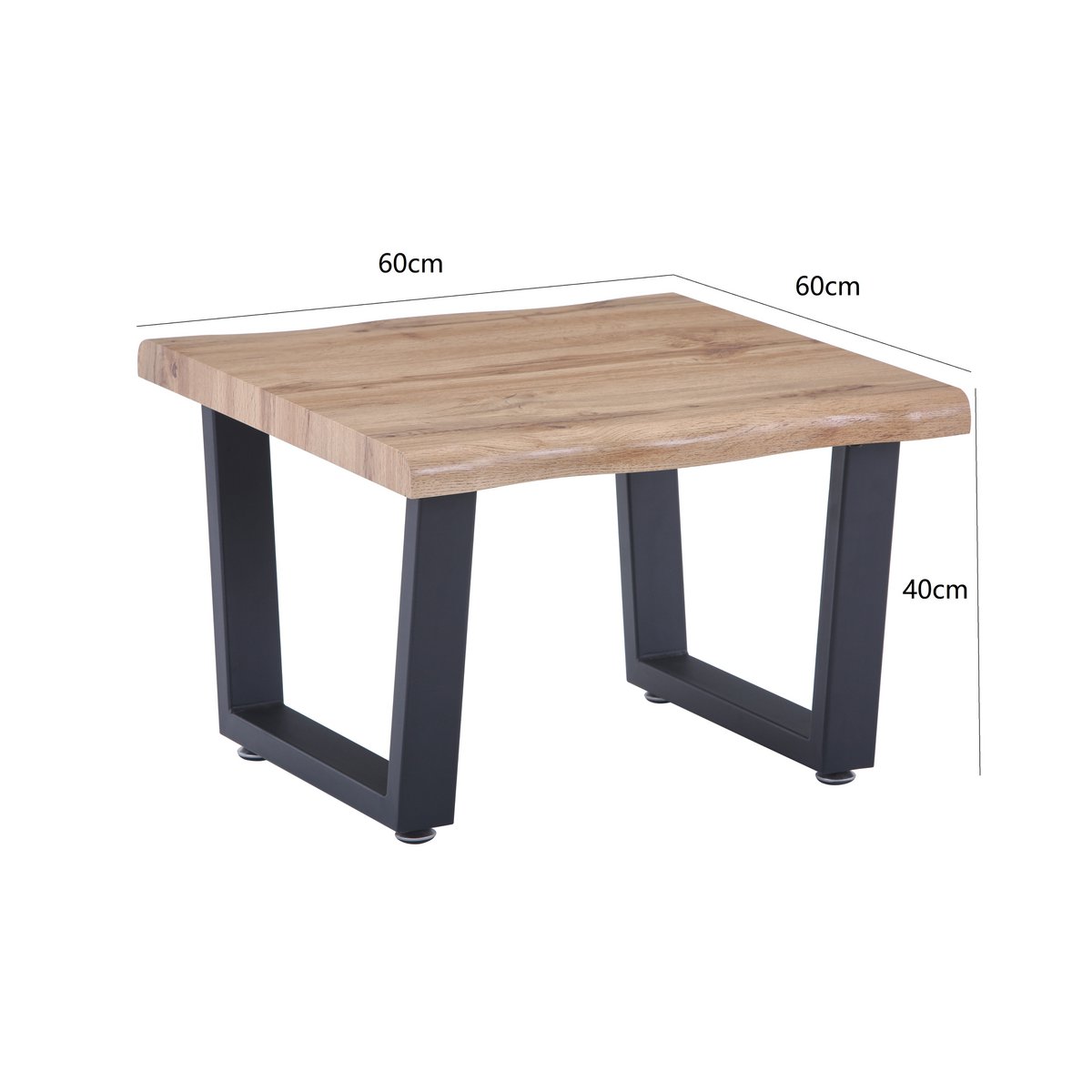 Table basse moderne 60x60x40cm dans un salon contemporain
