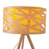 Lampe de table "Finja" en plastique / holzimitation de couleur naturelle, avec un éclairage de version E27 pour le salon, la salle à manger ou le bureau, 55 cm de haut