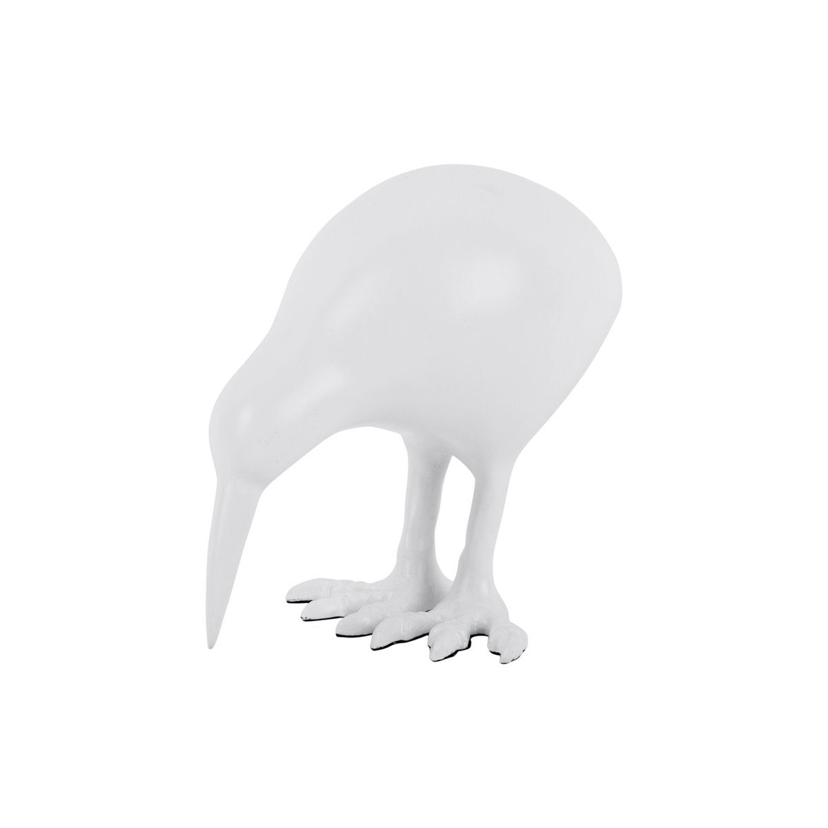 Statue Oiseau Kiwi en métal blanc sur fond neutre