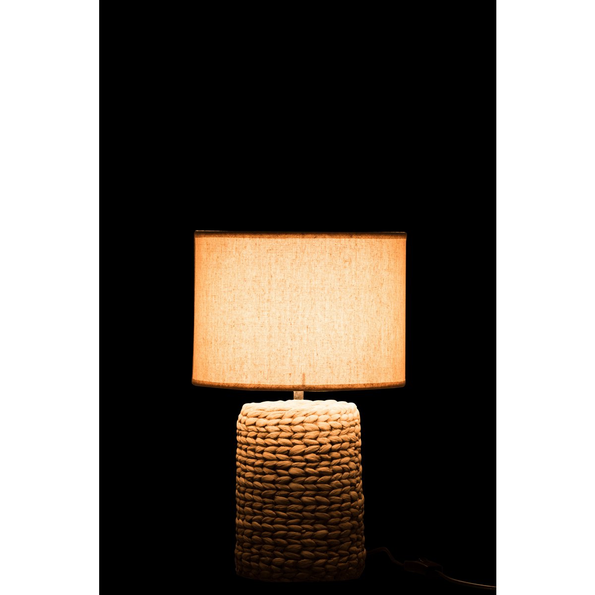 Détail de la lampe J-Line Dik Braecht, texture en béton et coton