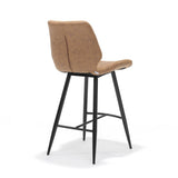 Tabouret de bar borgo tissu noir cognac doux